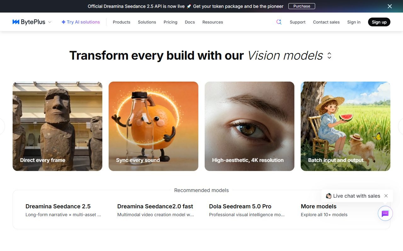 BytePlus official website: product introduction and examples