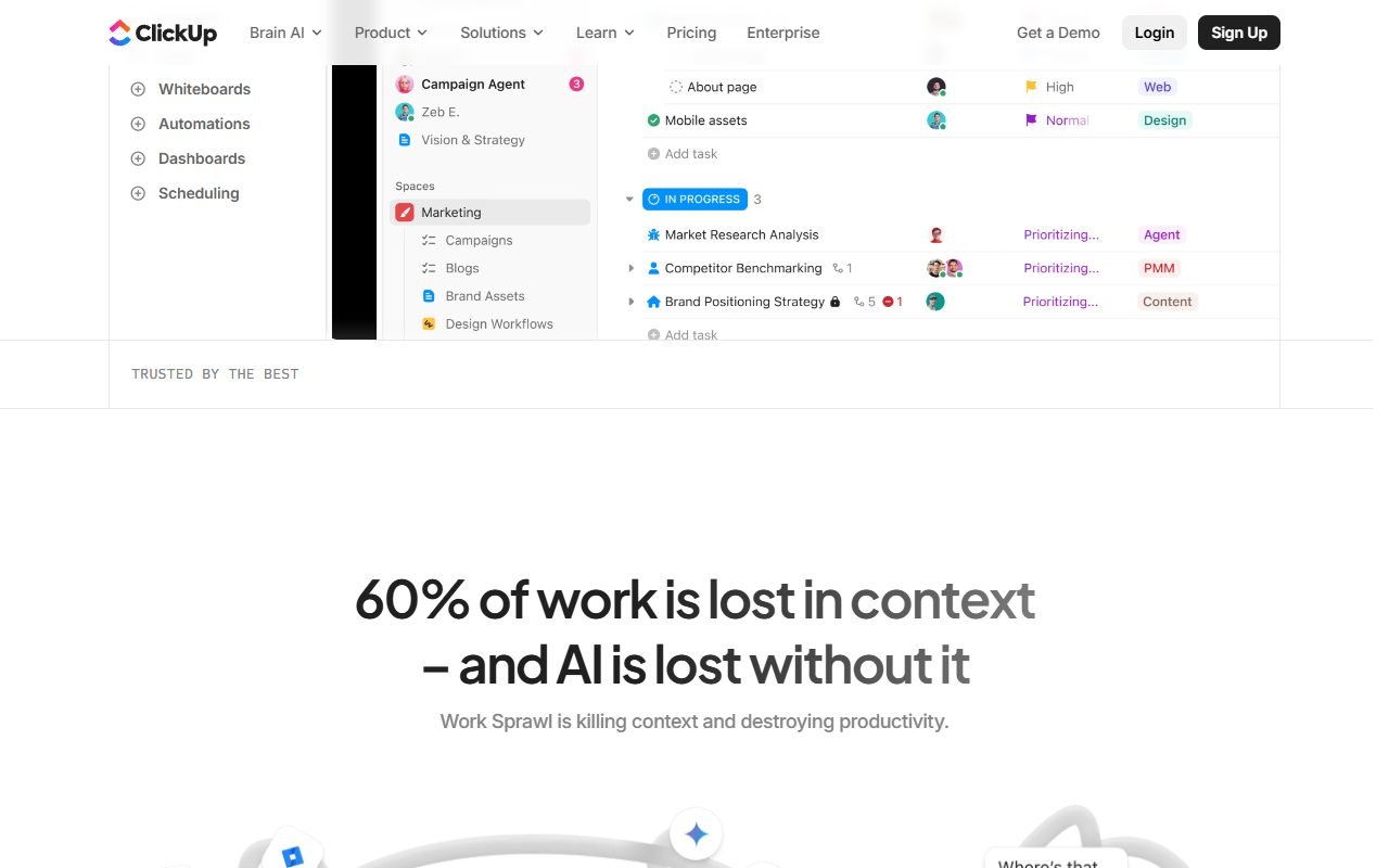 ClickUp official website: product introduction and examples