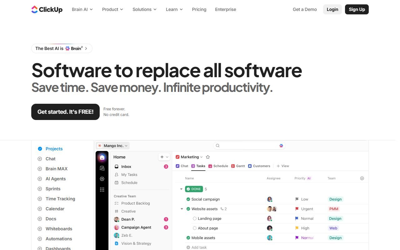 ClickUp official website: product introduction and examples