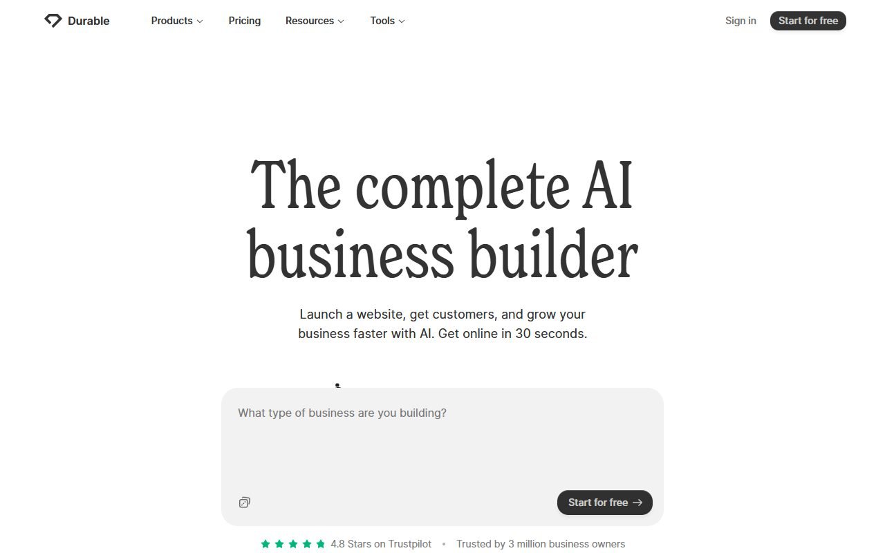 Durable official website: product introduction and examples