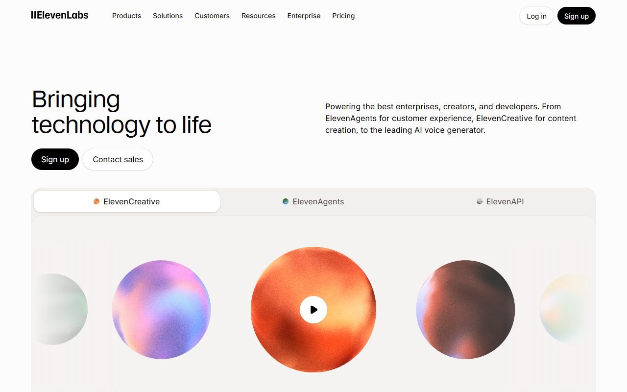 ElevenLabs official website: product introduction and examples