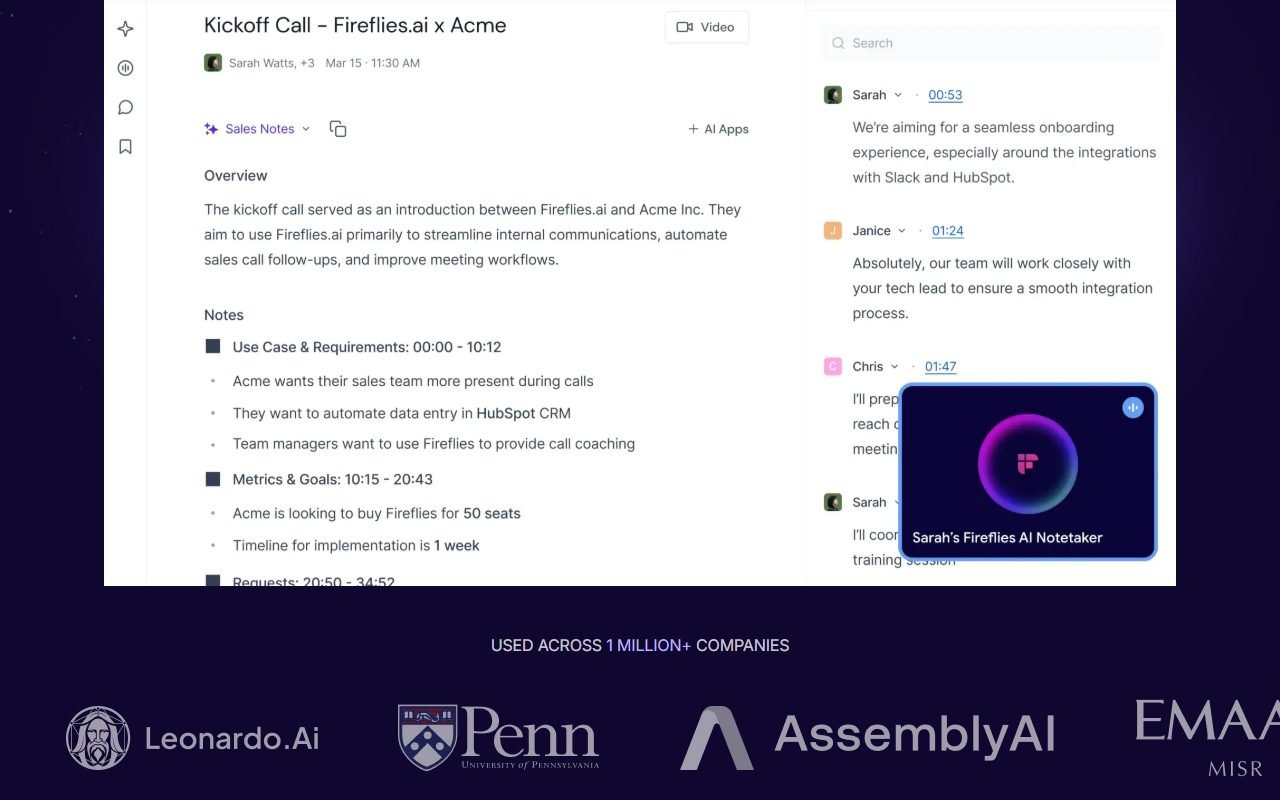 Fireflies.ai official website: product introduction and examples