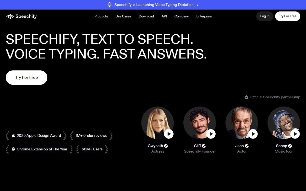 Speechify official website: product introduction and examples
