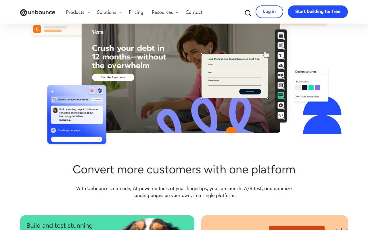Unbounce official website: product introduction and examples