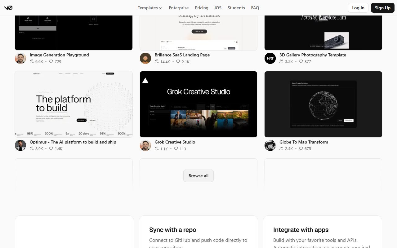 v0 by Vercel official website: product introduction and examples