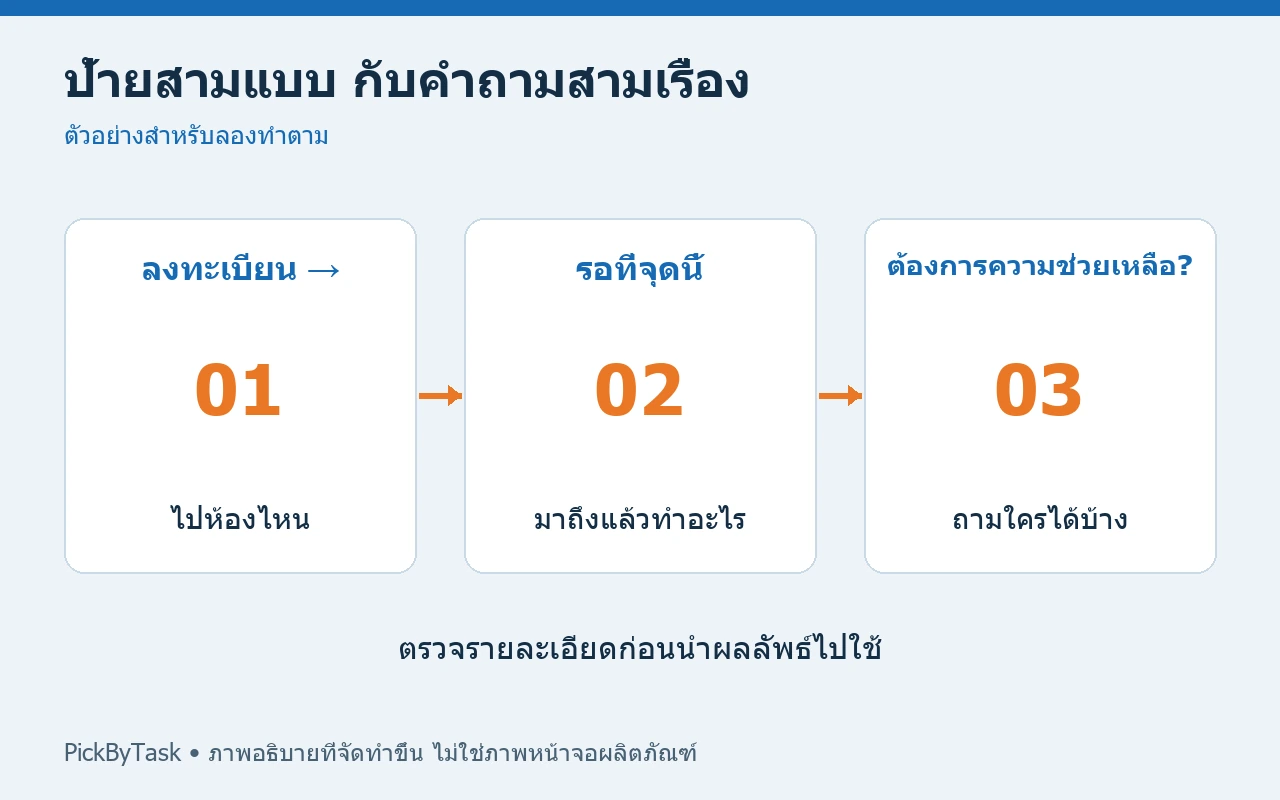 ป้ายสามแบบ กับคำถามสามเรื่อง